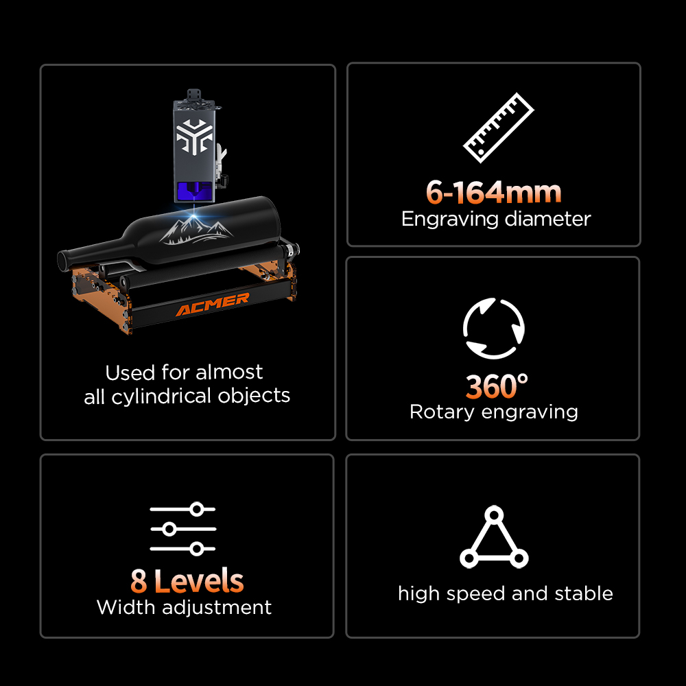 Rol Putar Laser ACMER M3 360 ° - Laser Engraving Software ulasan dan harga