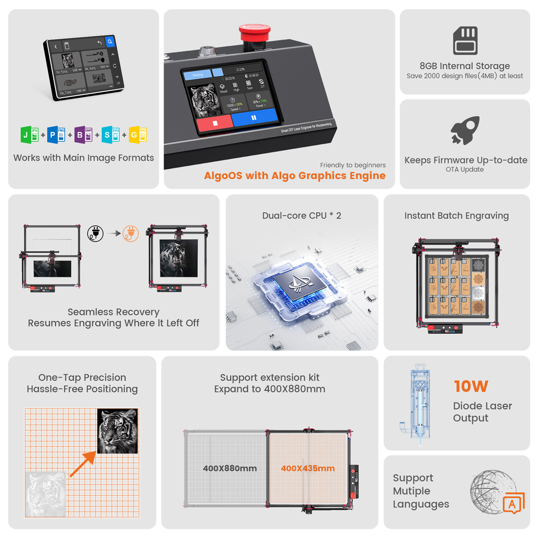 AlgoLaser DIY KIT MK2 10W Mesi - Industrial Handheld Laser Engraver ulasan dan harga